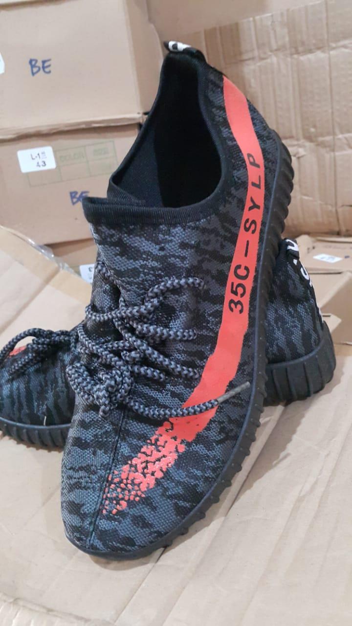 SEPATU SNEAKER COWOK KOREA MURAH IMPOR BLACK RED KNIT FASHION STYLE GAYA CASUAL SEKOLAH