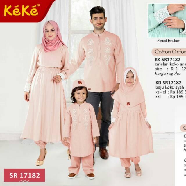 (TERBARU) (size 0 - 5) Busana Muslim KeKe Couple Keluarga Sarimbit SR 2 PEACH/HIJAU/BIRU (Gamis Anak size 1)