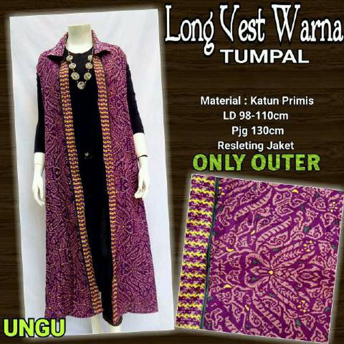Dress Batik Solo. Long Vest Batik Warna Tumpal