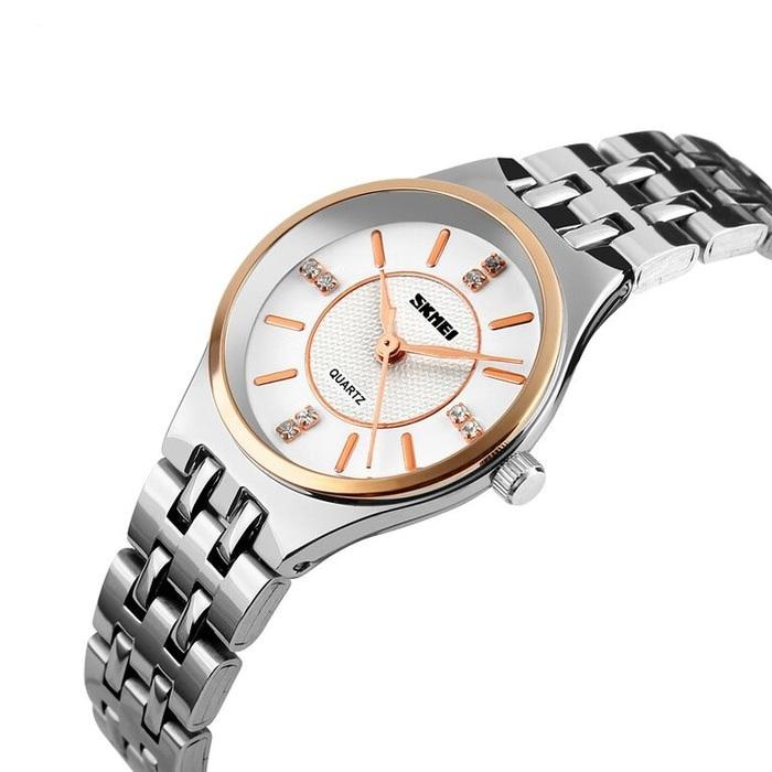 Jam Tangan Wanita / Strap Stainless Steel / Desain Mewah Tampilan Modern / Cocok Untuk Anda Yang Ingin Tampil Cantik / SKMEI Woman Fashion Watch 1133 Original Water Resistant 30M - Rose Gold
