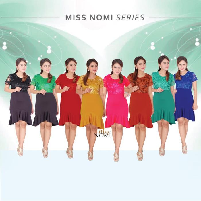 Estella Dress Pesta Bahan Scuba Kombinasi Brokat Mewah ALLSIZE - Hijau Tosca