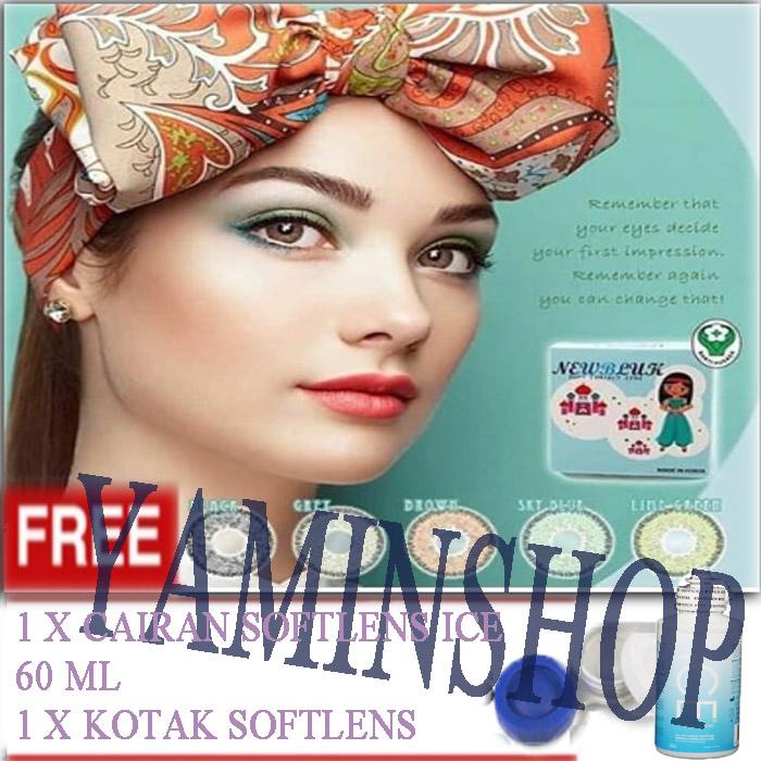 Softlens NewBluk Free Cairan Pembersih Softlens ICE 60 ml + Lenscase - Hitam Black