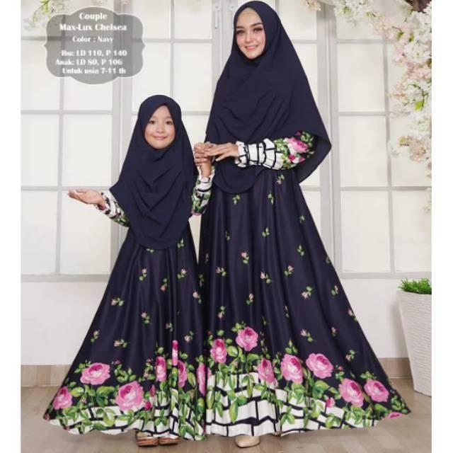 (TERBARU) Afifahstore_e Gamis Muslim Syari Couple Ibu dan Anak Hijab Muslimah Atasan Wanita Maxmara Chelsea (Hitam, All Size)