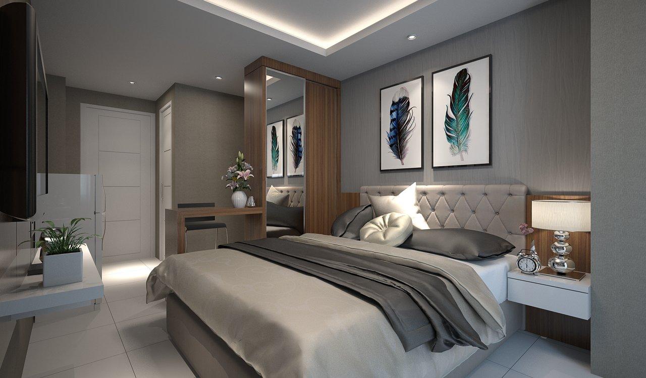 FCENTER Paket EXCUSIVE Furnish Apartment Studio 18 M2 Bonus TV/ AC/Kulkas/Bed Cover/Hiasan Dinding