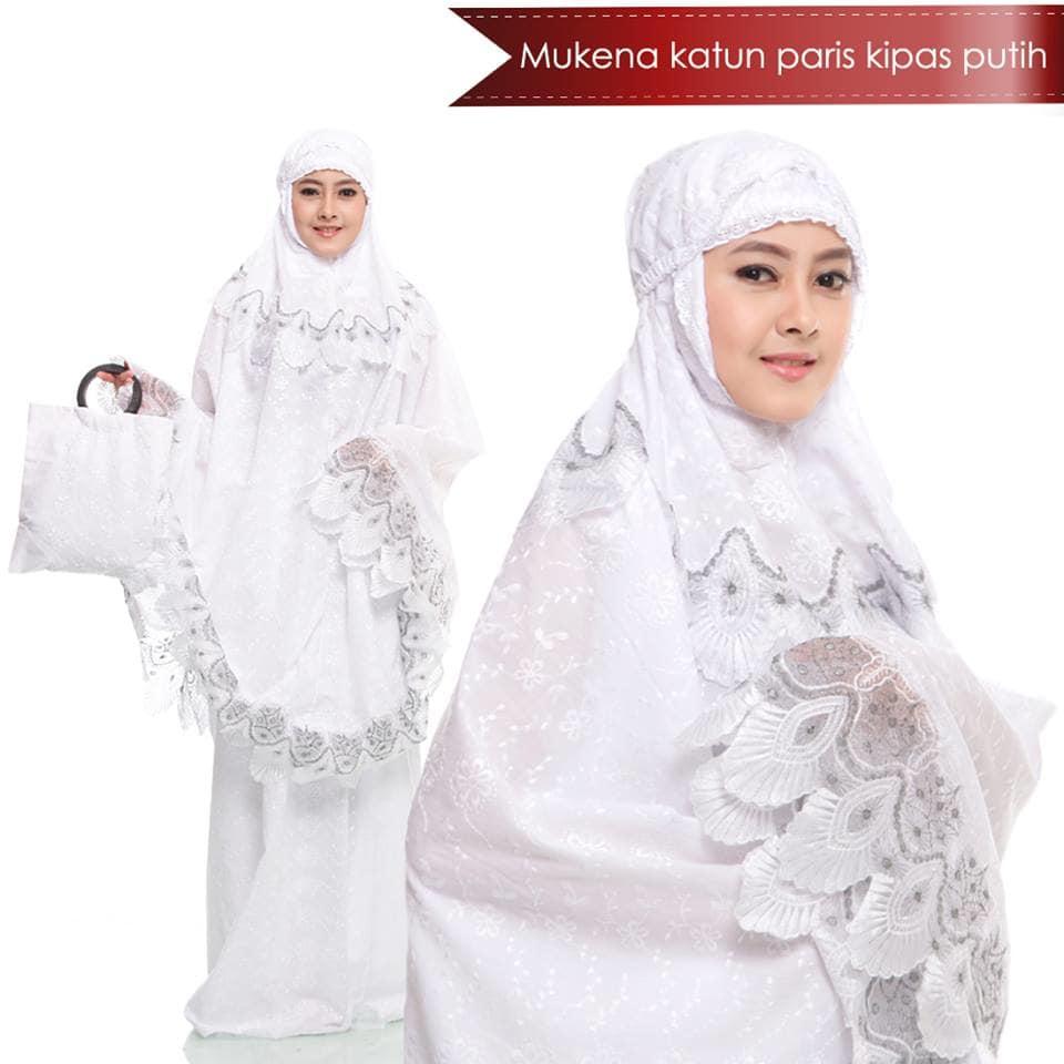 TERLARIS!!! MUKENA KATUN PARIS KIPAS PUTIH mukena mewah / mukena dewasa / mukena tatuis / mukena anak / mukena bali / mukena katun jepang