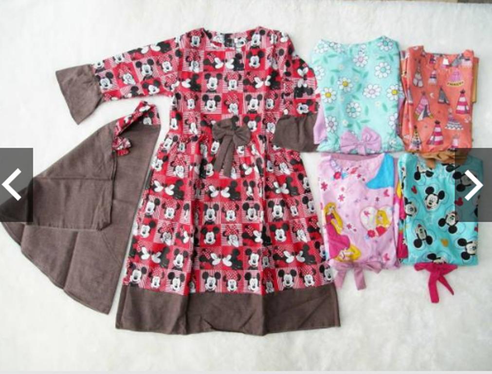 Gamis muslim Anak + Kerudung umur 1-5 tahun katun catra