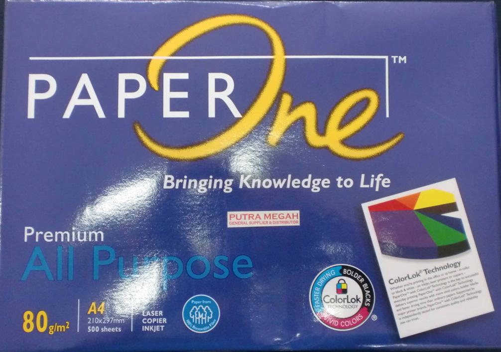 Paper One Kertas HVS Fotocopy A4 80 Gr