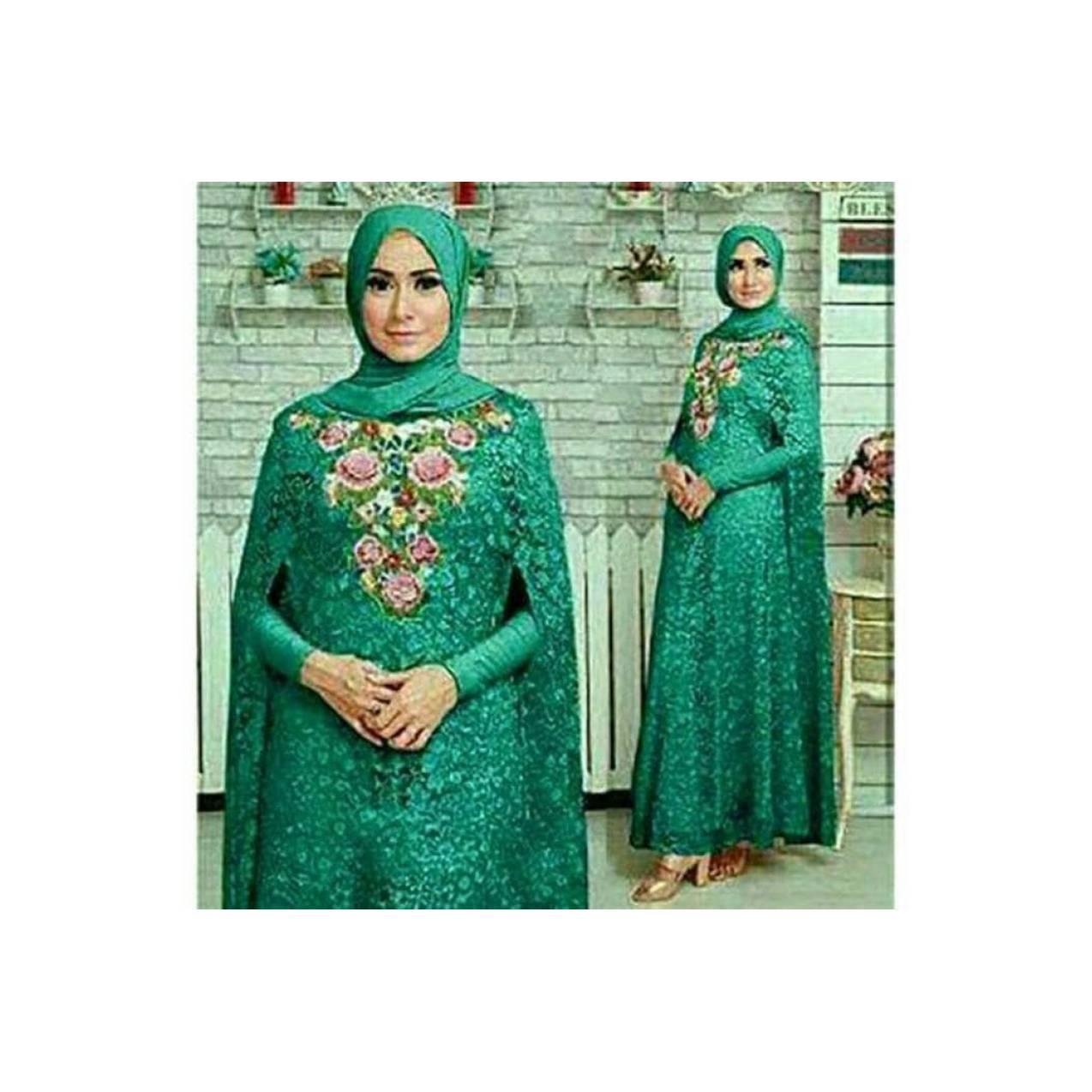baju gamis modern hijau cantik maxidress baju pesta wanita