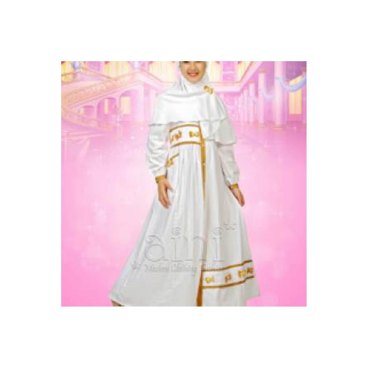 Set Busana Muslim Gamis Anak Aini Putih 150907