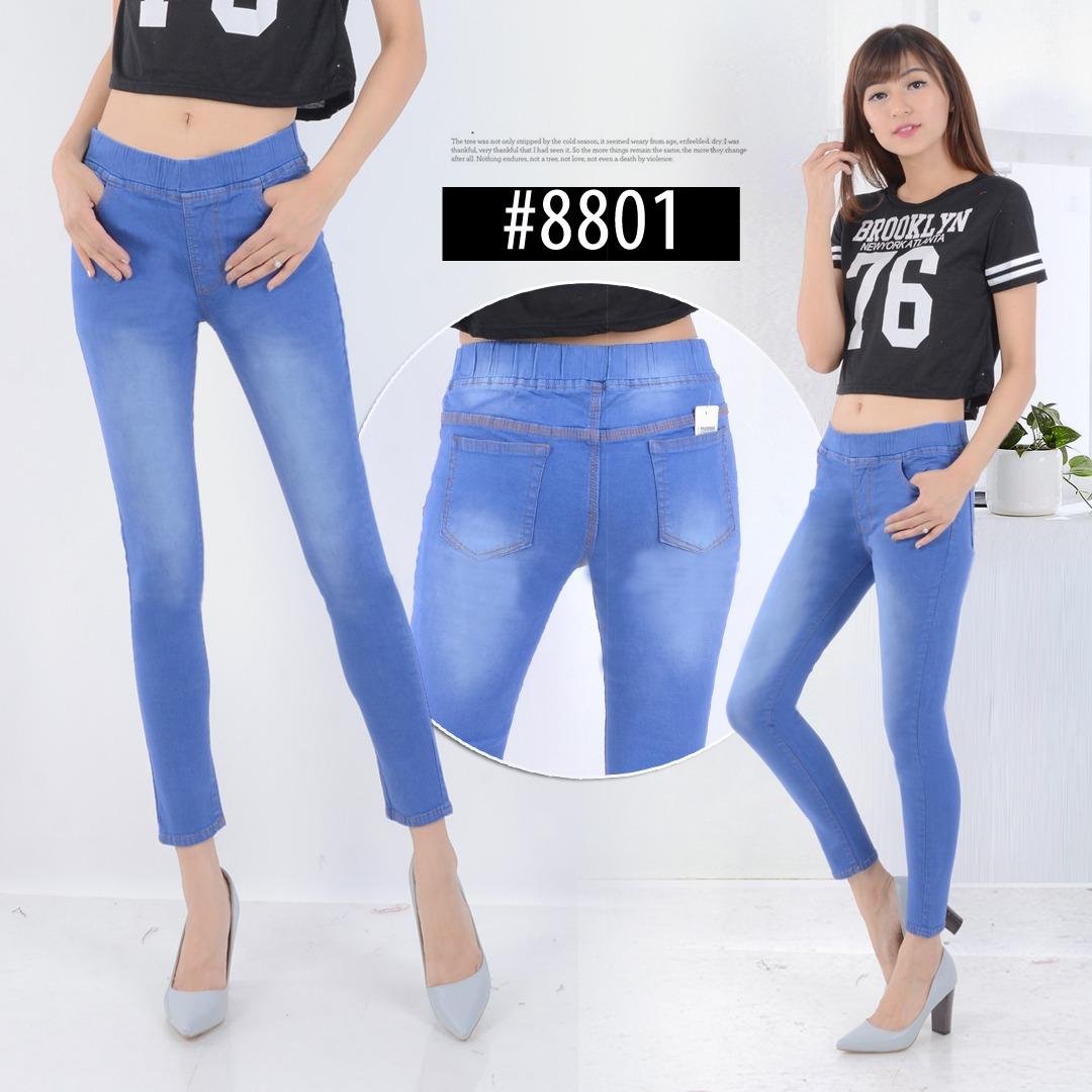 Saroha – Celana Jegging Skinny - Celana Jegging Wanita Model Terbaru Bahan Softjeans Street - Biru Cantik