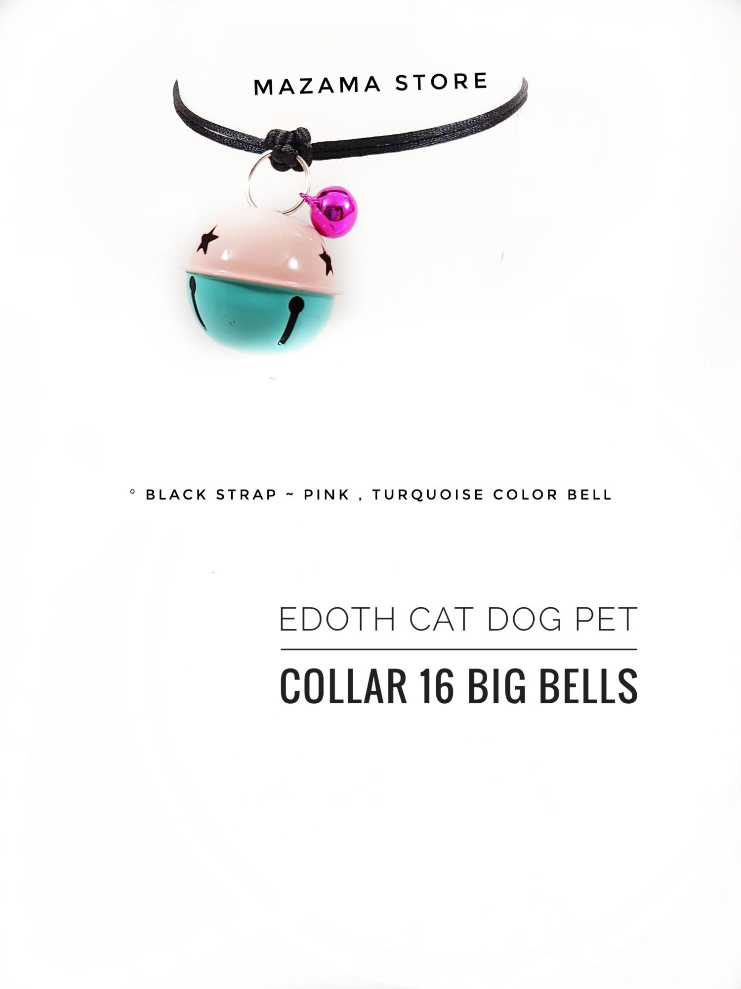 1 Pcs EDOTH Cat Dog Pet Collar 16 Big Bells Pink & Turqouise Bells Colors / Kalung Kucing / Kalung Anjing / Aksesoris Kucing Anjing / Aksesoris Hewan / Kucing / Anjing / Tali Leher / Pet Accessories / Dog Cat Collar