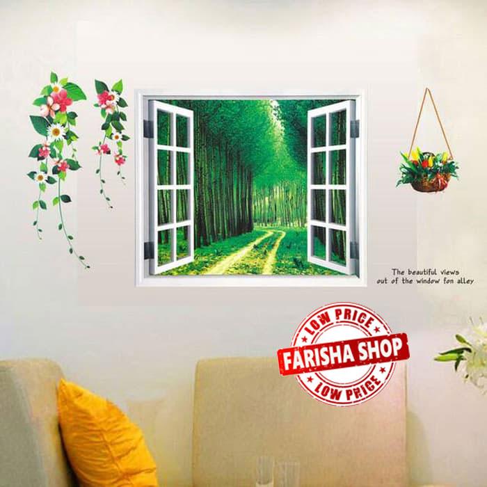 Wall sticker Jendela Bunga AY914 (90x60) Stiker Dinding
