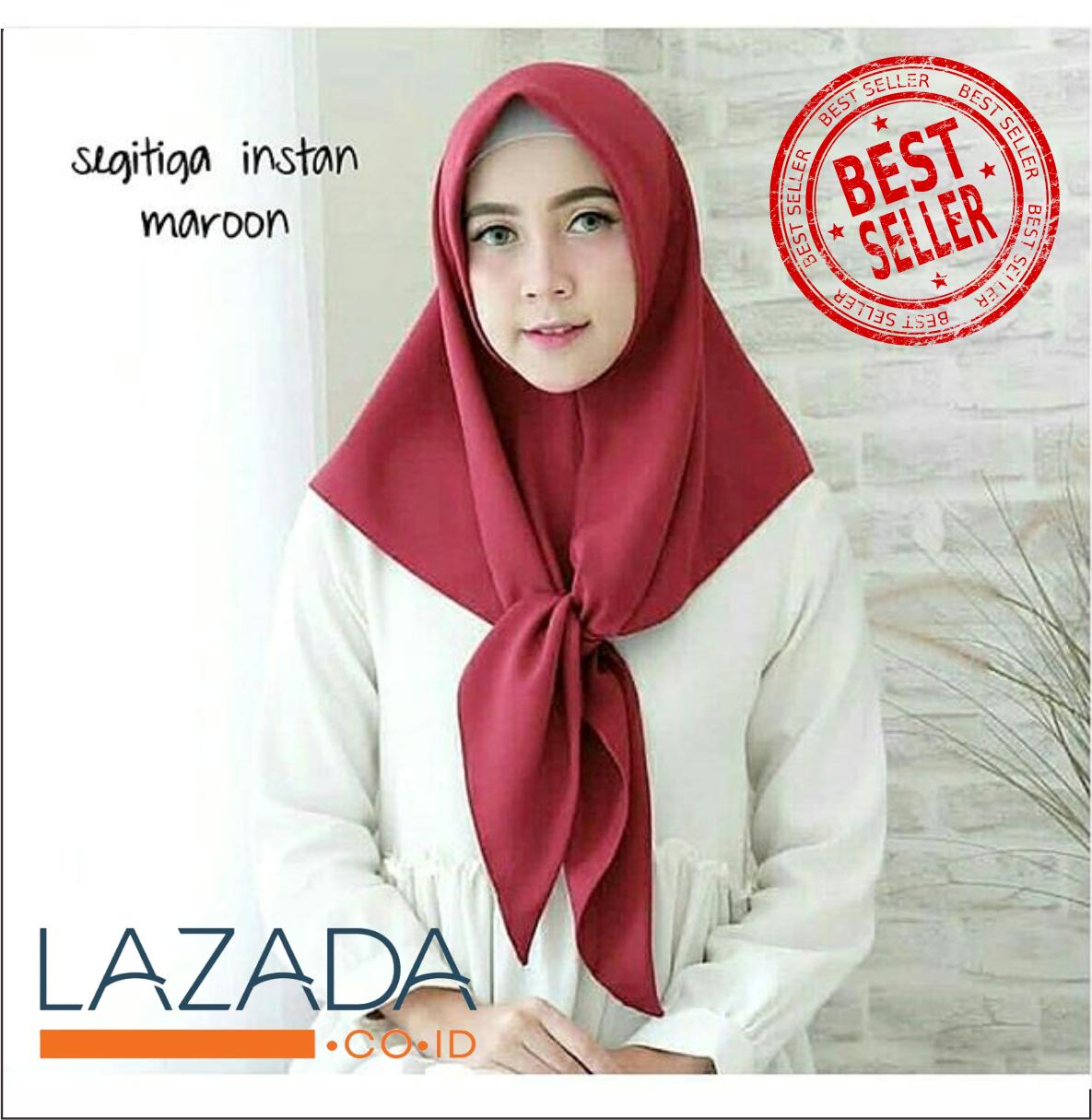 HIJAB / JILBAB SEGITIGA INSTAN BAHAN DIAMOND ITALIANO ( MARUN)