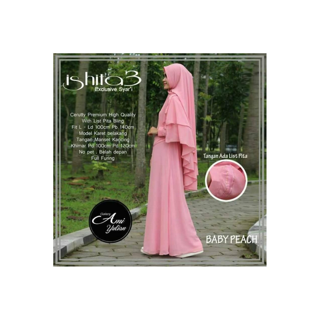 baru ishita syari setelan gamis ceruty busui polos adem elegan xl