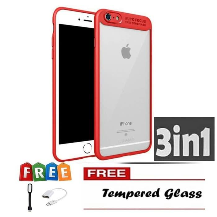 Galeno Auto Fokus Transparant 3in1 Glass Universal OTG Cable Micro Redmi 4A - Merah