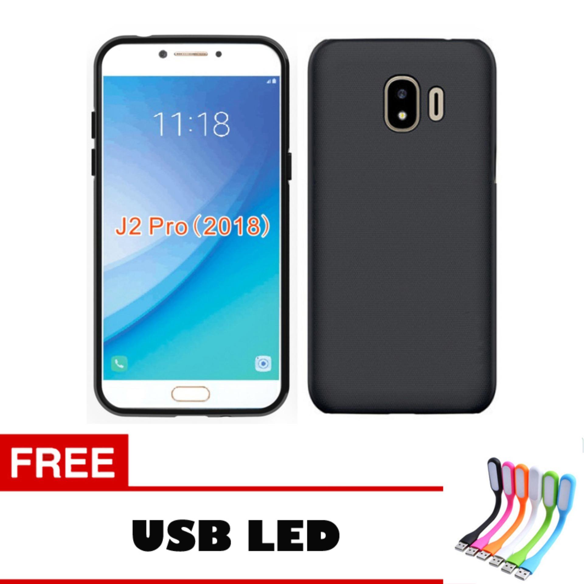Case Slim Black Matte Samsung Galaxy J2 Pro 2018 Baby Skin Softcase Ultra Thin Jelly Silikon Babyskin - Black + Free Usb Led