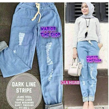 Darkline Pants Jeans Celana Panjang Cewek Kulot Wanita Muslim Joger Muslimah Murah Simple Trend 2018
