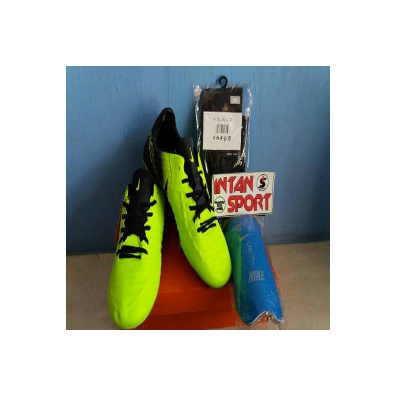 PAKET HEMAT 3in1 SEPATU BOLA/SOCCER NIKE TIEMPO HIJAU STABILO