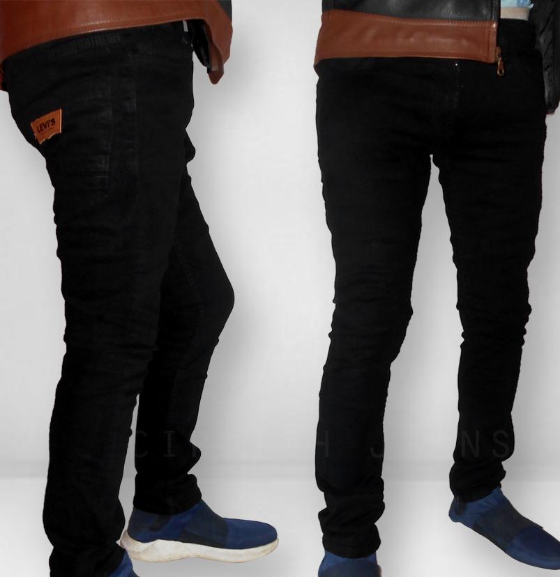 Celana Jeans Pria - Skinny Fit Warna - Hitam