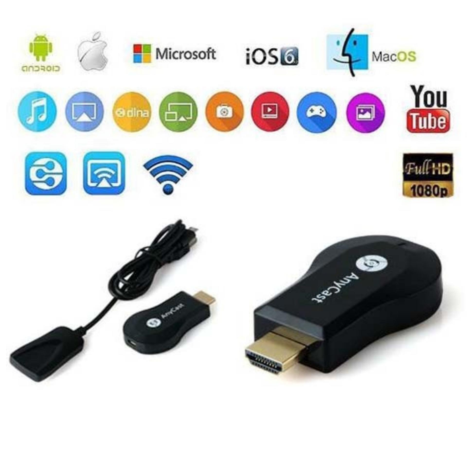 Promo Termurah Anycast Dongle Wifi Kabel HDMI HP Proyektor Projektor Infokus TV Android Anycast M4 Plus DLNA Airplay WiFi Display Miracast TV Dongle HDMI Multi-display Receiver AirMirror Mini Android TV Youtube Flim Video Tercanggih Promo Murah