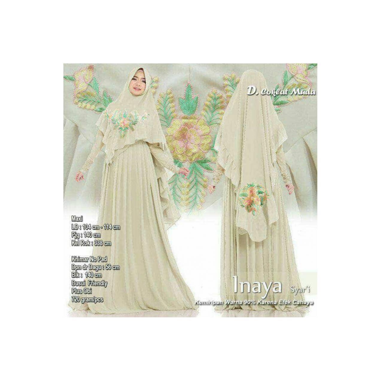 inaya syari coklat muda gamis syari