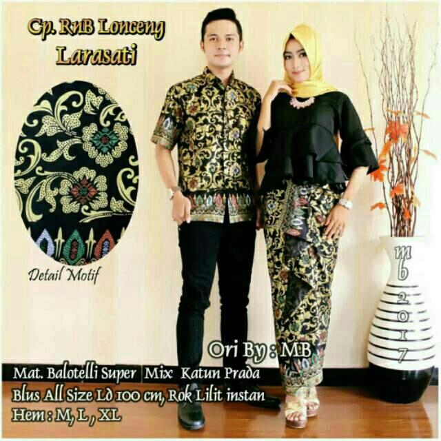 TERMURAH - Baju batik couple - baju muslim wanita terbaru 2018 - kebaya coupel Modern - Couple Batik - Batik Sarimbit - Batik Kondangan - Baju batik Lonceng Larasati Hitam