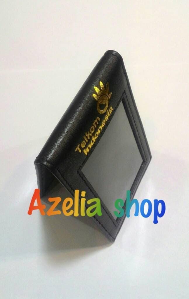 ID CARD HOLDER/NAME TAG/TEMPAT ID CARD KULIT LOGO TELKOM - Hitam