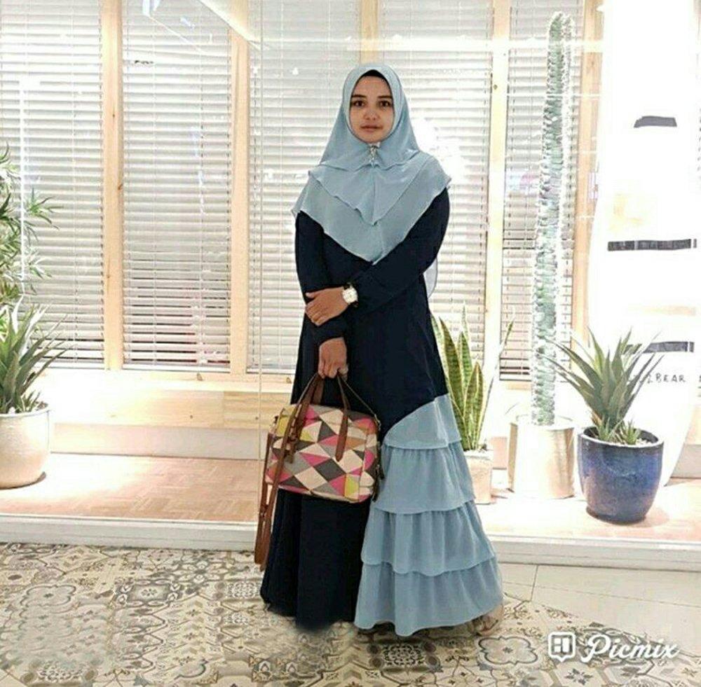 Hasna Syari gamis maxi Jumbo Plus Khimar ceruti 3 layers di lapak anayanda shop anayandashop