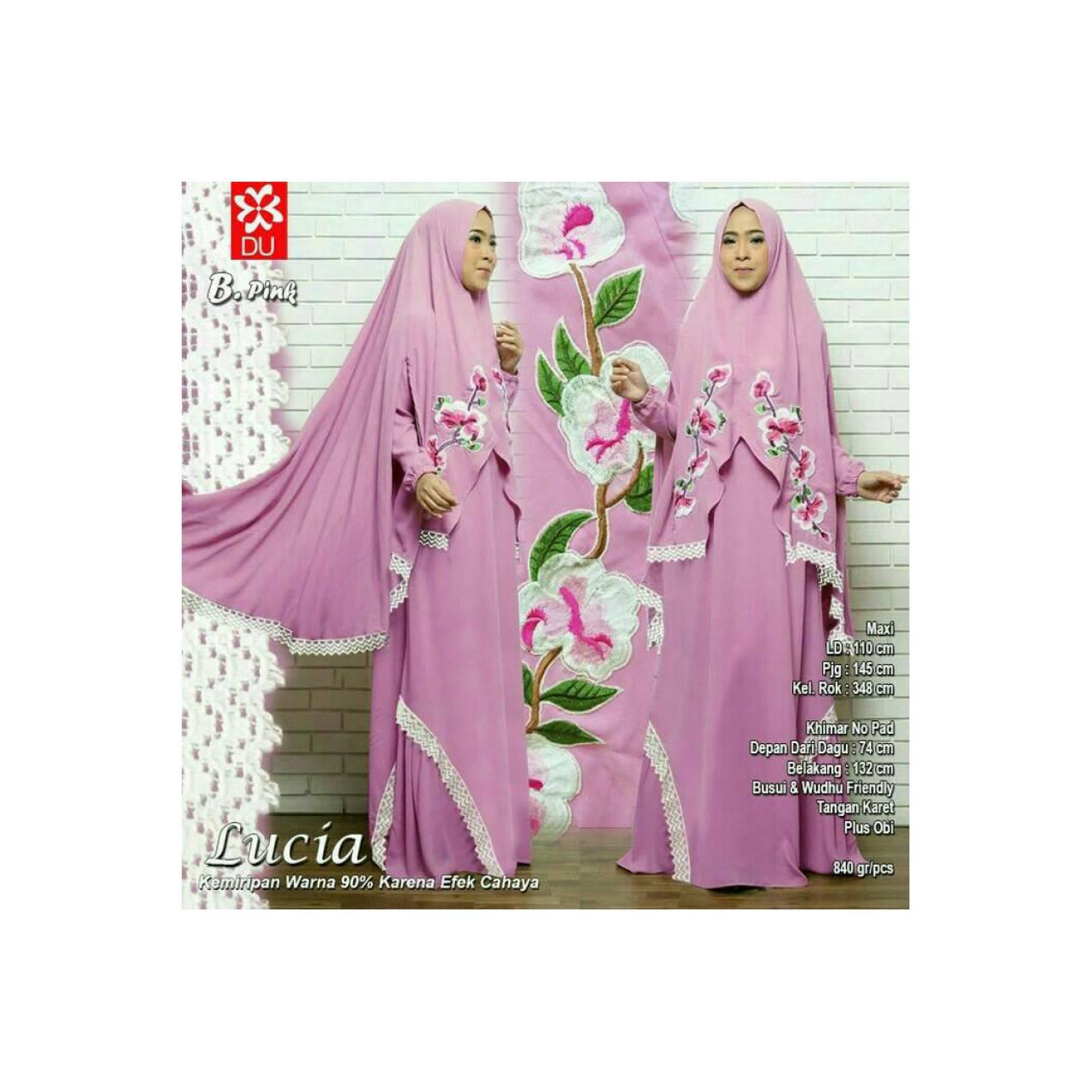 LUCIA PINK SET HIJAB GAMIS SYARI BERGO MAXI KHIMAR