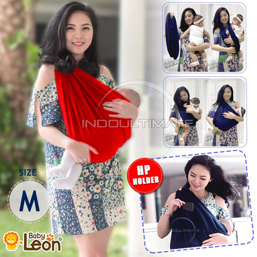 BABY LEON Gendongan Bayi Kaos/Geos/selendang Bayi Praktis BY 44 GB Polos Ukuran M - Red Chili