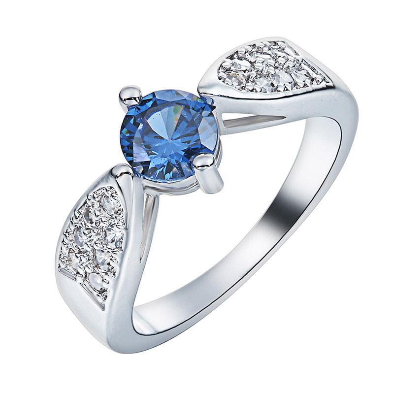 NEW PROMO Perhiasan Aksesoris Cincin Wanita Blue Safir Perak 925 Crystal Murah