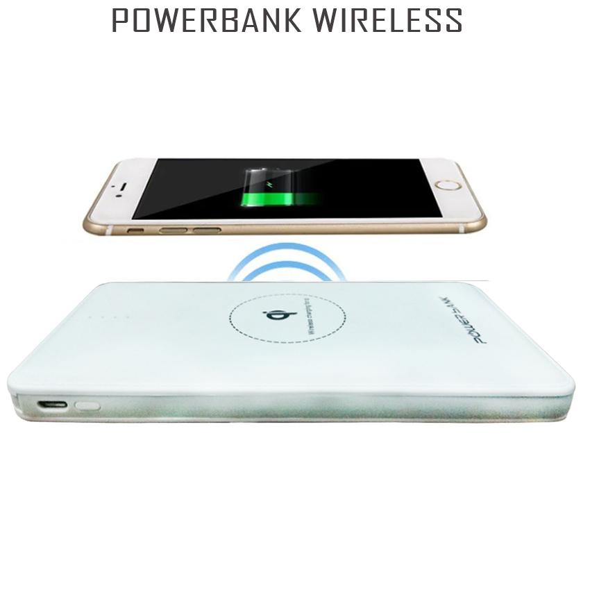 Powerbank wireless Qi Seris Q8 Kapasitas 20000mAh Battery wireless charging powerbank bisa untuk iPhone x Samsung Galaxy S7 not7