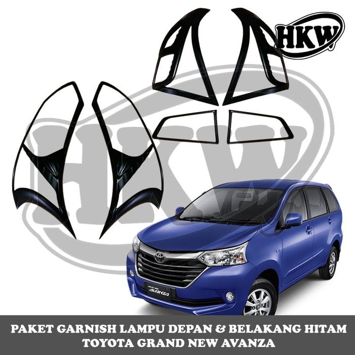 Paket Garnish Lampu Depan Dan Belakang Hitam Mobil Grand New Avanza