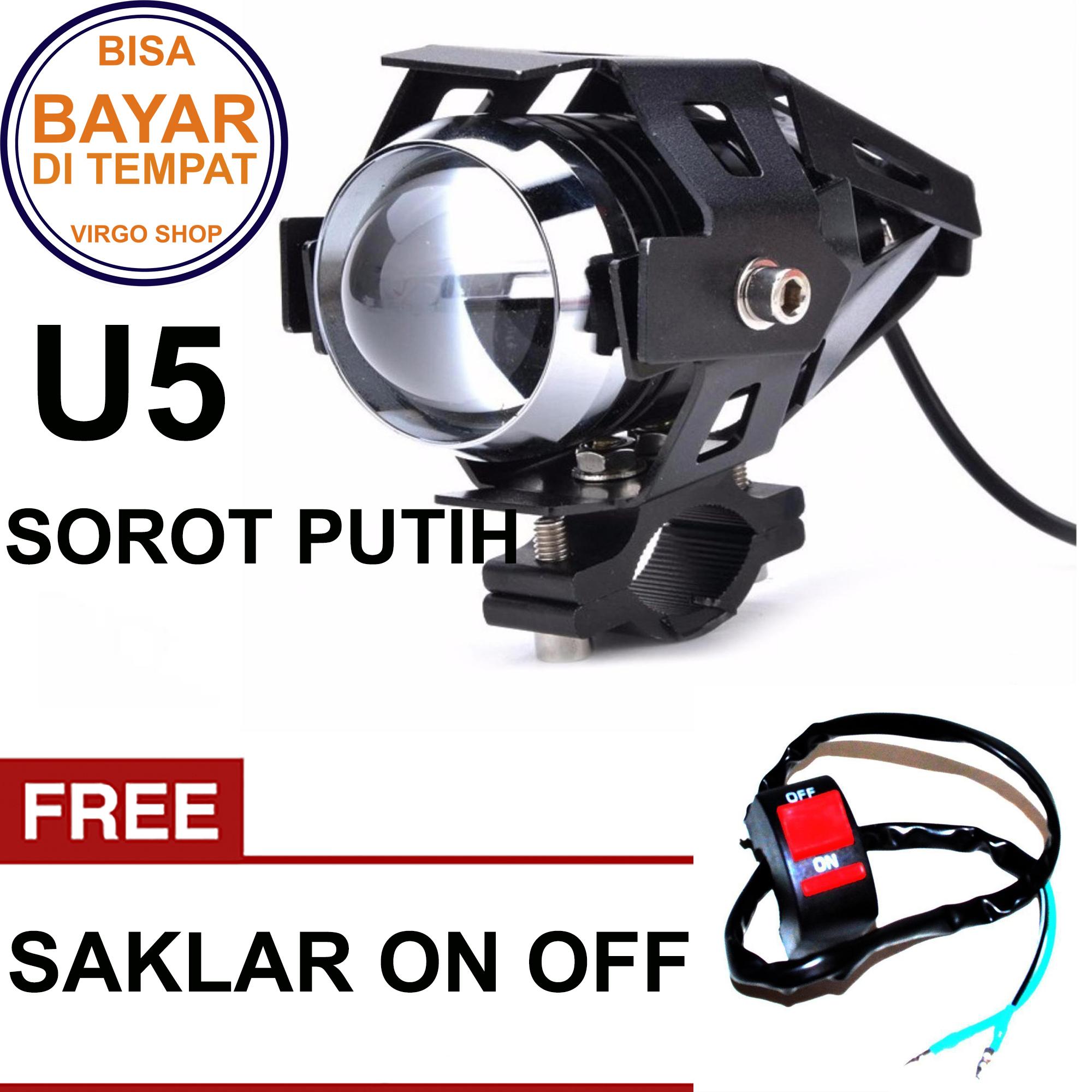 Lampu Sorot Tembak Led Cree U5 Transformer Light Motor Sorot Putih Bonus saklar on off