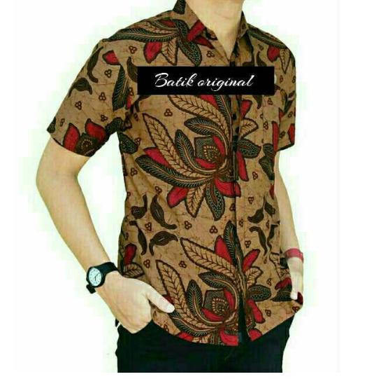 KEMEJA BATIK BATIK PEKALONGAN KEMEJA HEM BATIK PENDEK EKSLUSIF MURAH KEREN - TARANTULA SOGAN
