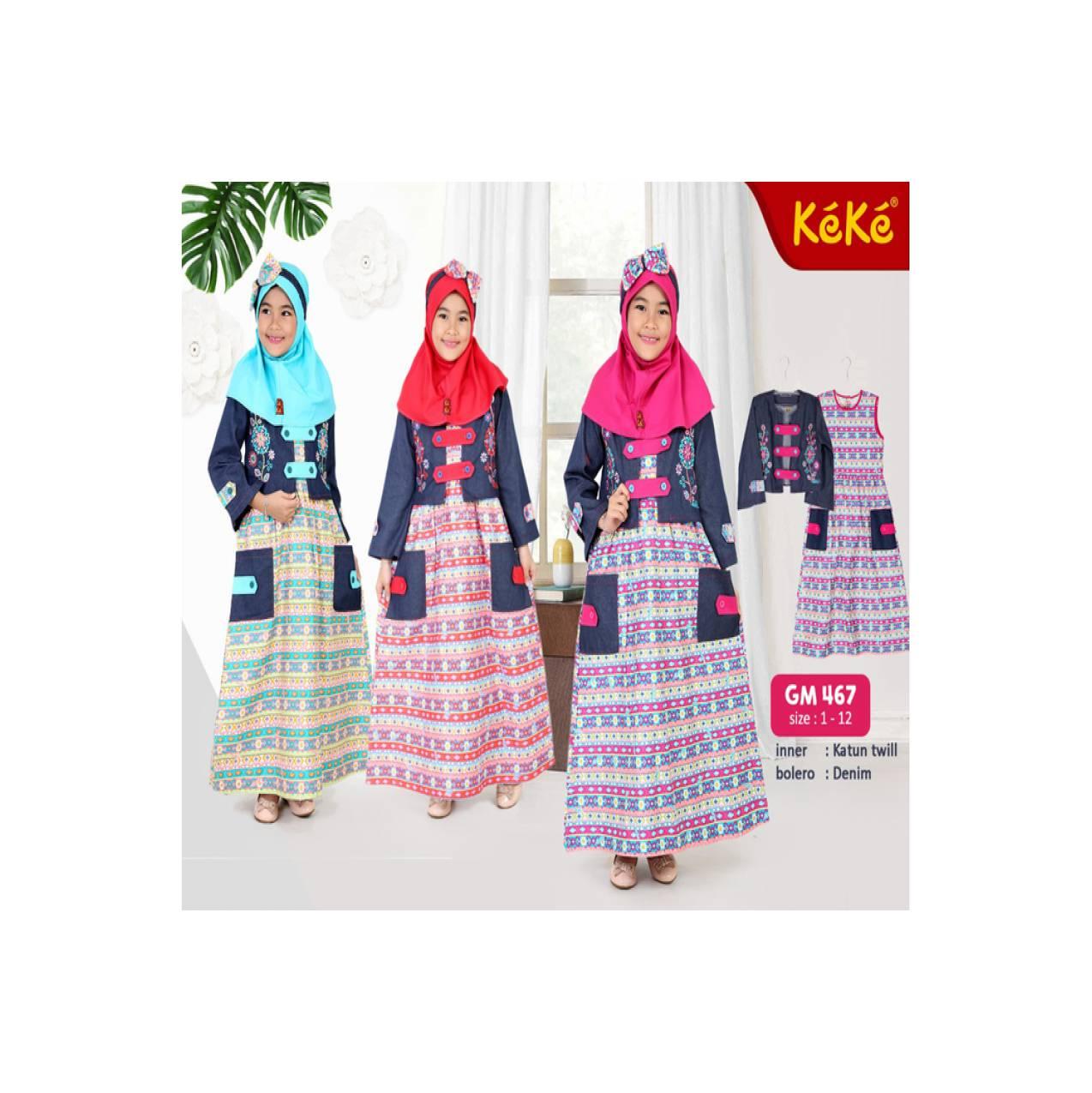 BAJU MUSLIM ANAK / GAMIS ANAK KEKE GM 467 SIZE 12 DISKON MURAH