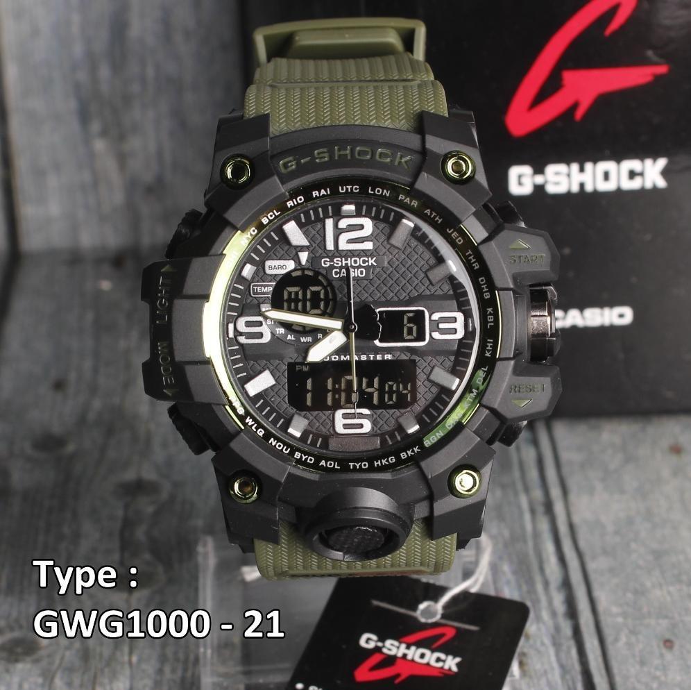 JAM TANGAN PRIA GS GWG 1000 HITAM TALI HIJAU ARMY