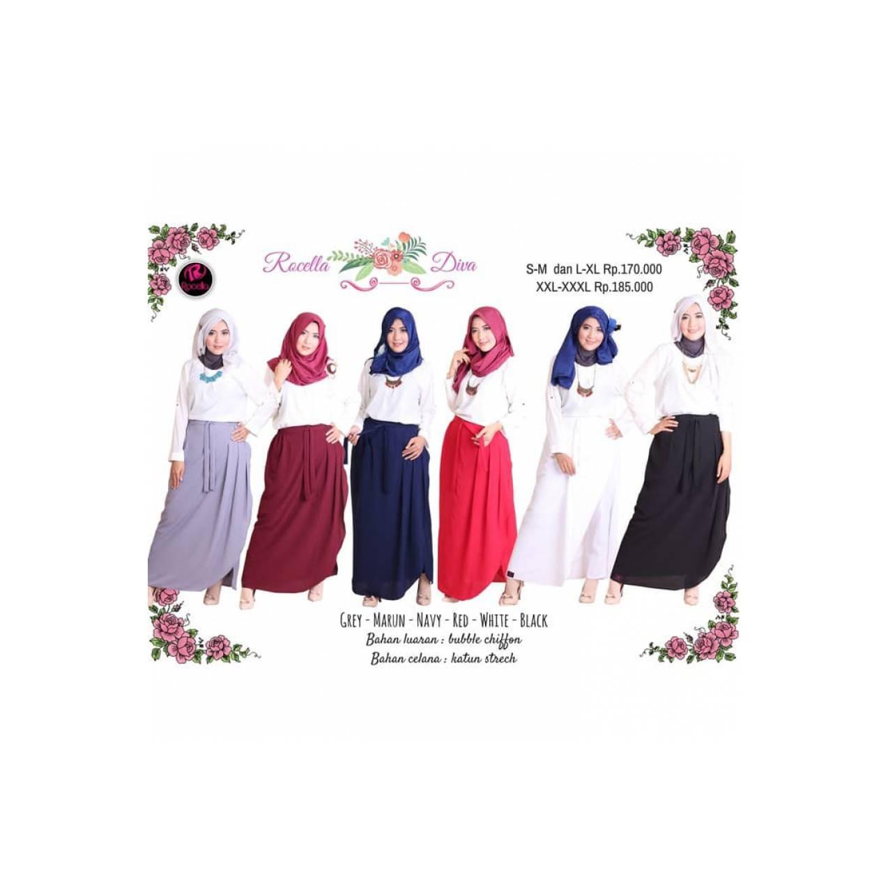 TERLARIS - ROK CELANA CHIFFON ROCELLA DIVA (SIZE: S-M-L-XL) BAWAHAN