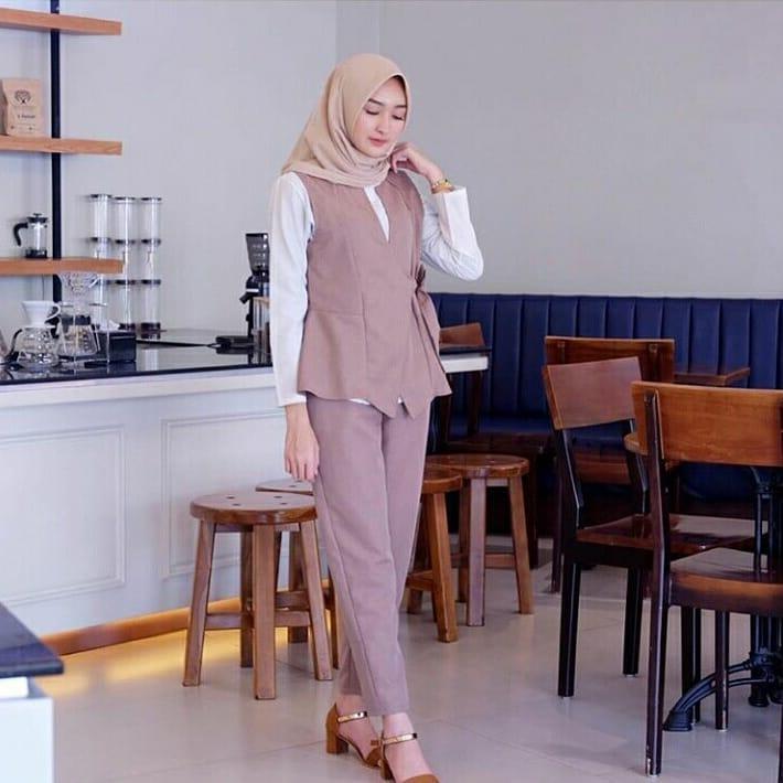 New Series Sandria Set 3in1 Balotely Supplier Baju Muslim Panjang Atasan + Celana Pakaian Wanita Modis Trendy Grosir Fashion Murah Hijab Best Seller