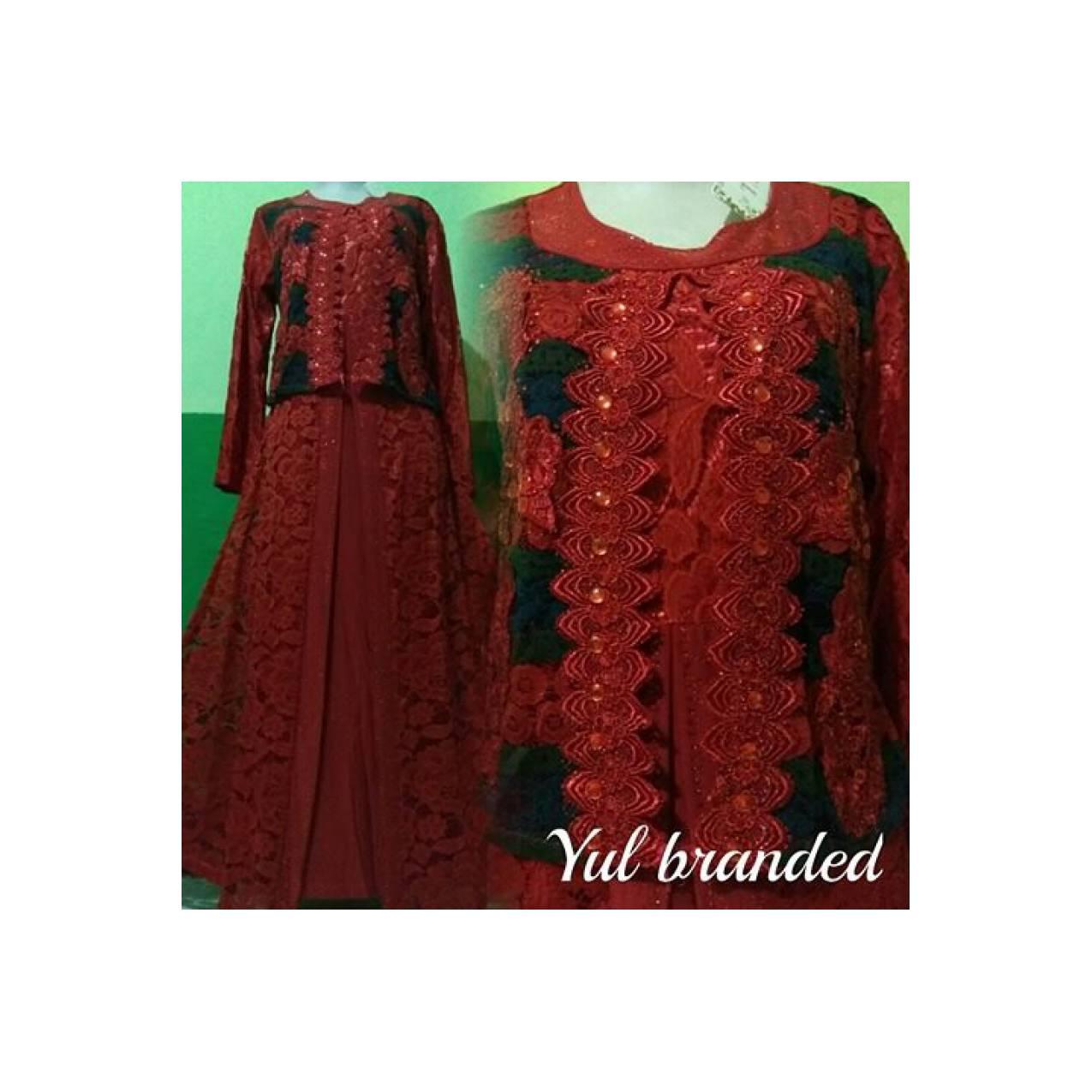gamis abaya yul branded new brokat kombinasi lebaran resepsi wisuda
