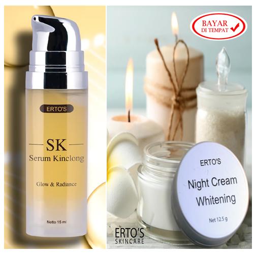 Ertos Whitening Treatment Original Paket Hemat Night Cream + Serum Kinclong