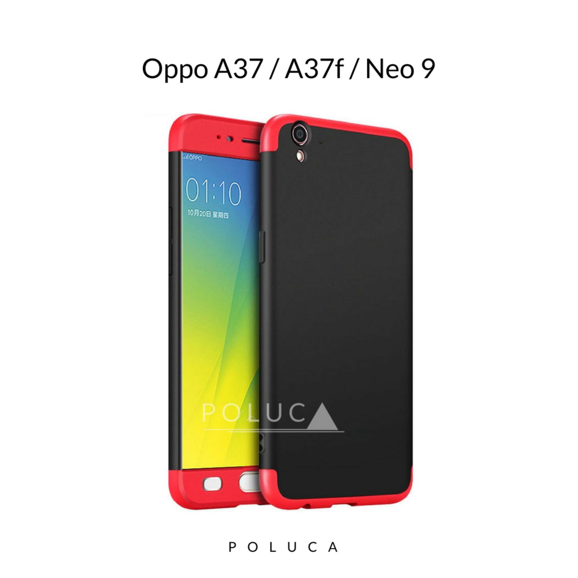 Poluca Case Oppo A37 , A37F , Neo 9 ( sama ukuran ) Premium Front Back 360 Degree Full Protection Hardcase - Black Red