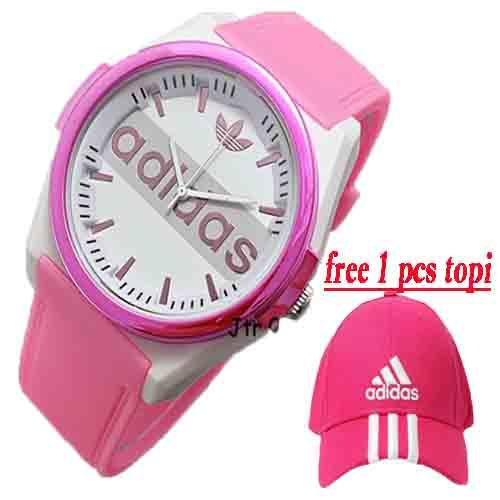 Jam Tangan Wanita Adidas-Fashion Sport Rubber Strap free Topi Adidas