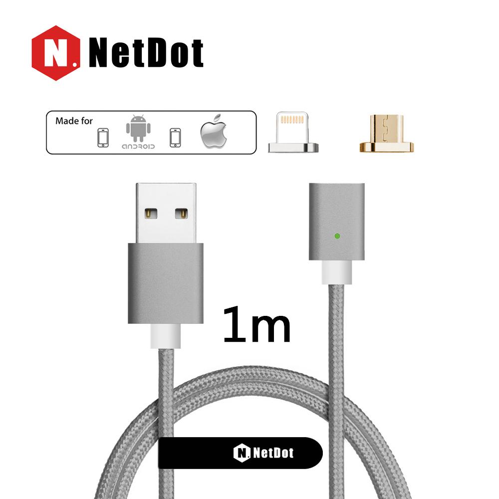 NetDot Gen3 Lightning ( iPhone )+ Mikro Usb ( Android ) 2 Dalam 1 Cepat Pengisian & Data Kabel Magnetik