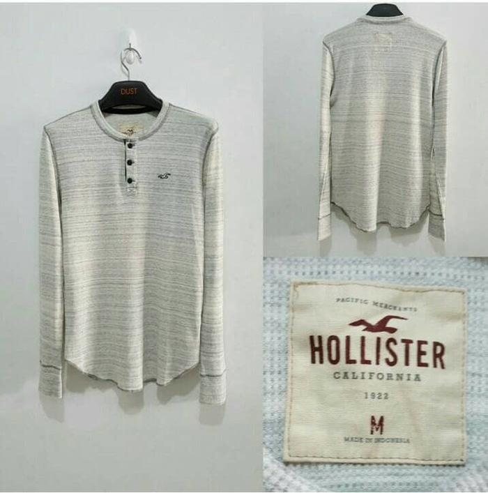 Promo Terbatas!! SWEATER/HENLEY LONG SLEEVE HOLLISTER ORIGINAL - TITANIUM, S - ready stock