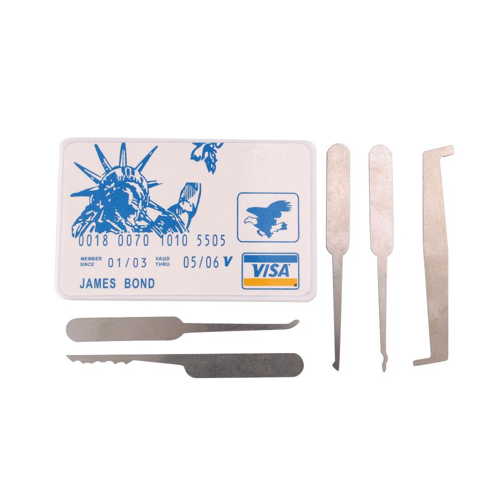 5 In 1 Credit Card Lock Pick Locksmith Picking Train Tools Practice Training Set