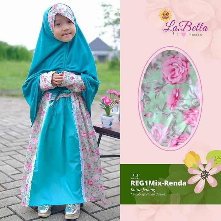 Gamis Tosca Anak Perempuan Baju Lebaran Muslim Cantik Katun Jepang Umur 3 - 7 tahun Labella