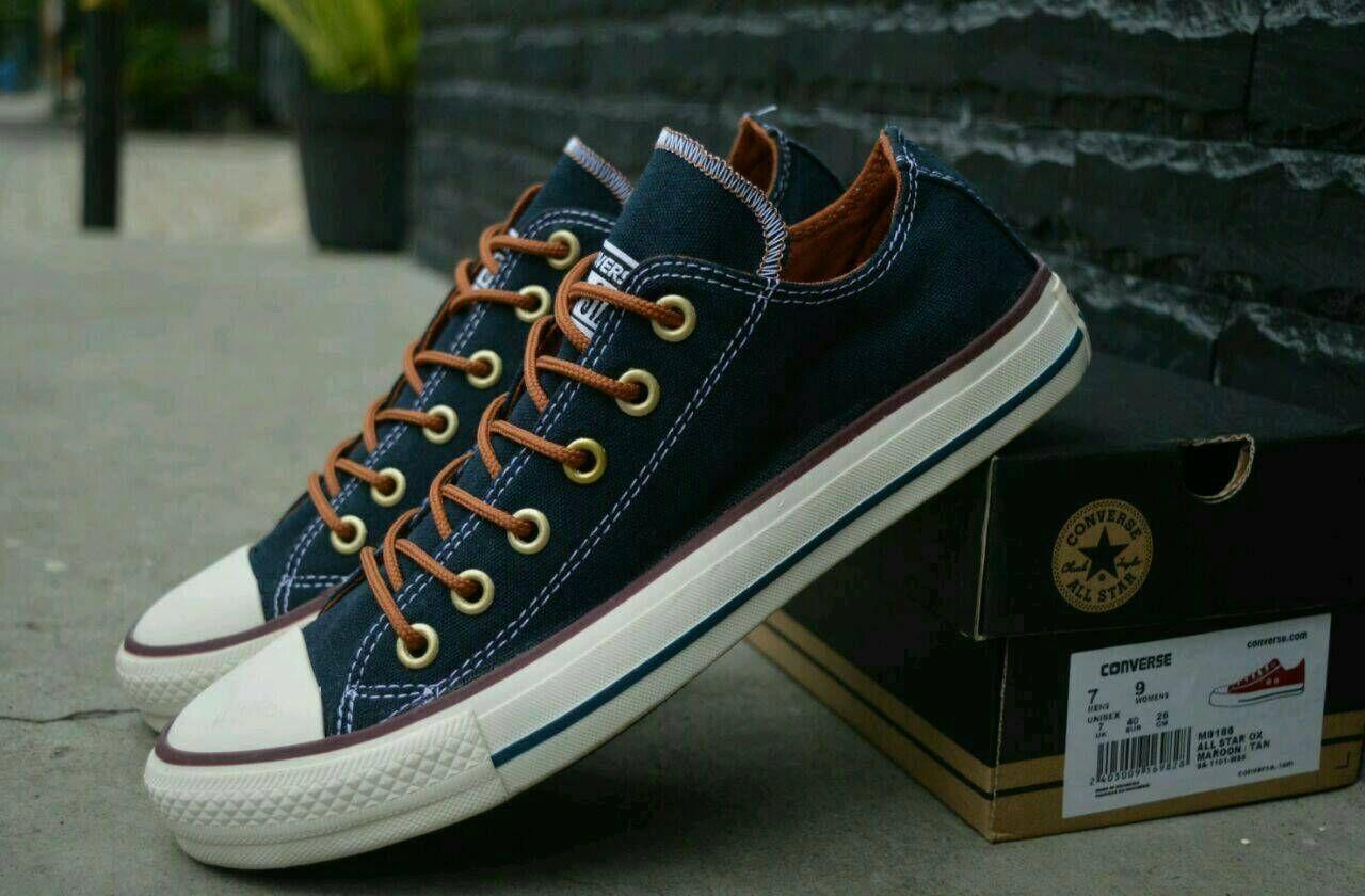 Sepatu Converse Tali Gaya Pria Kasual Terkini Slip On Pantofel Vans Boots Terbaru Biru