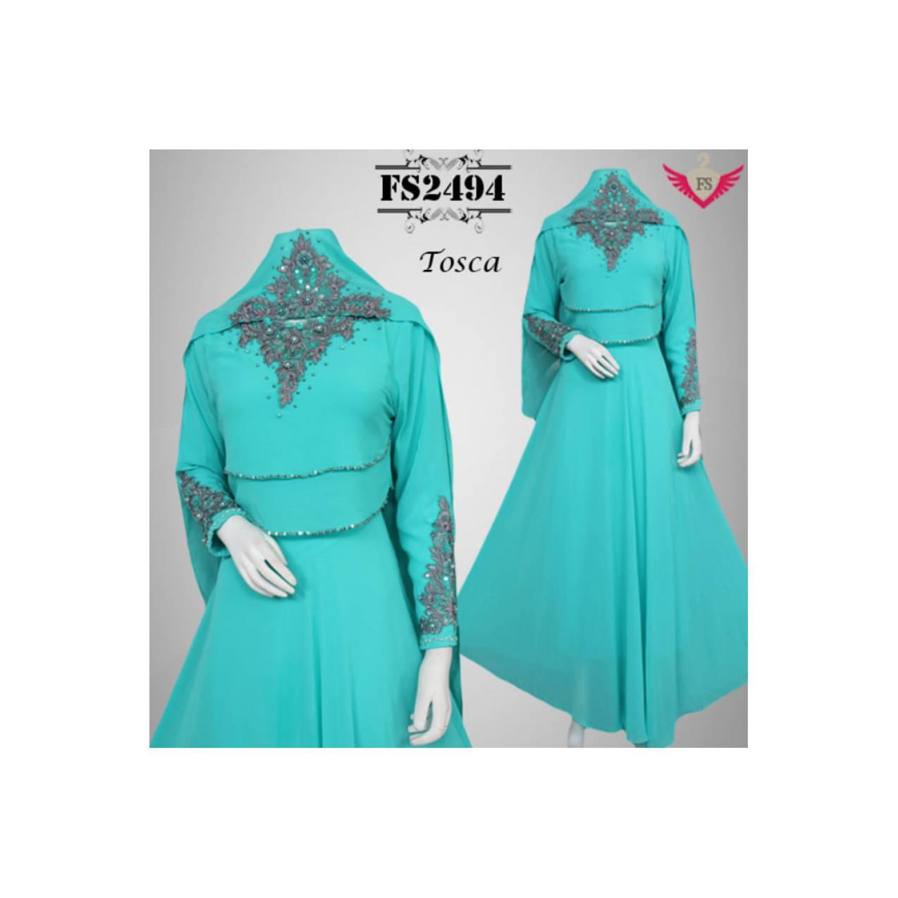Gamis terbaru Baju Pesta Ceruty Nafisah FS2494 + Pashmina modern