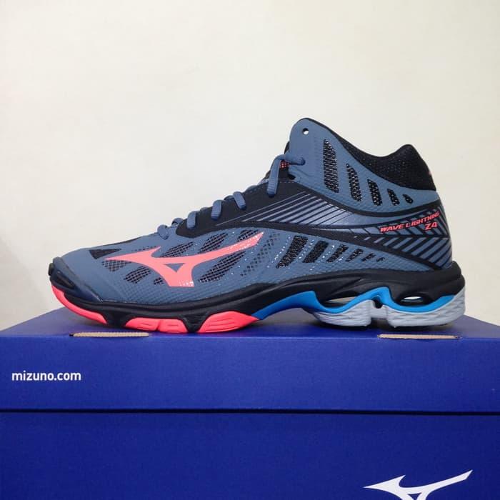 Hot Item!! Sepatu Volley Mizuno Wave Lightning Z4 Mid Blue Mirage V1Ga180565 Ori - ready stock